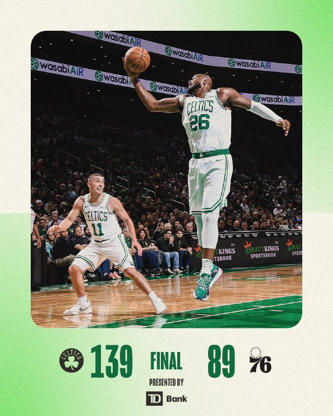 50分血洗！凯尔特人狂胜76人 布朗18分8篮板塔图姆16+10+6